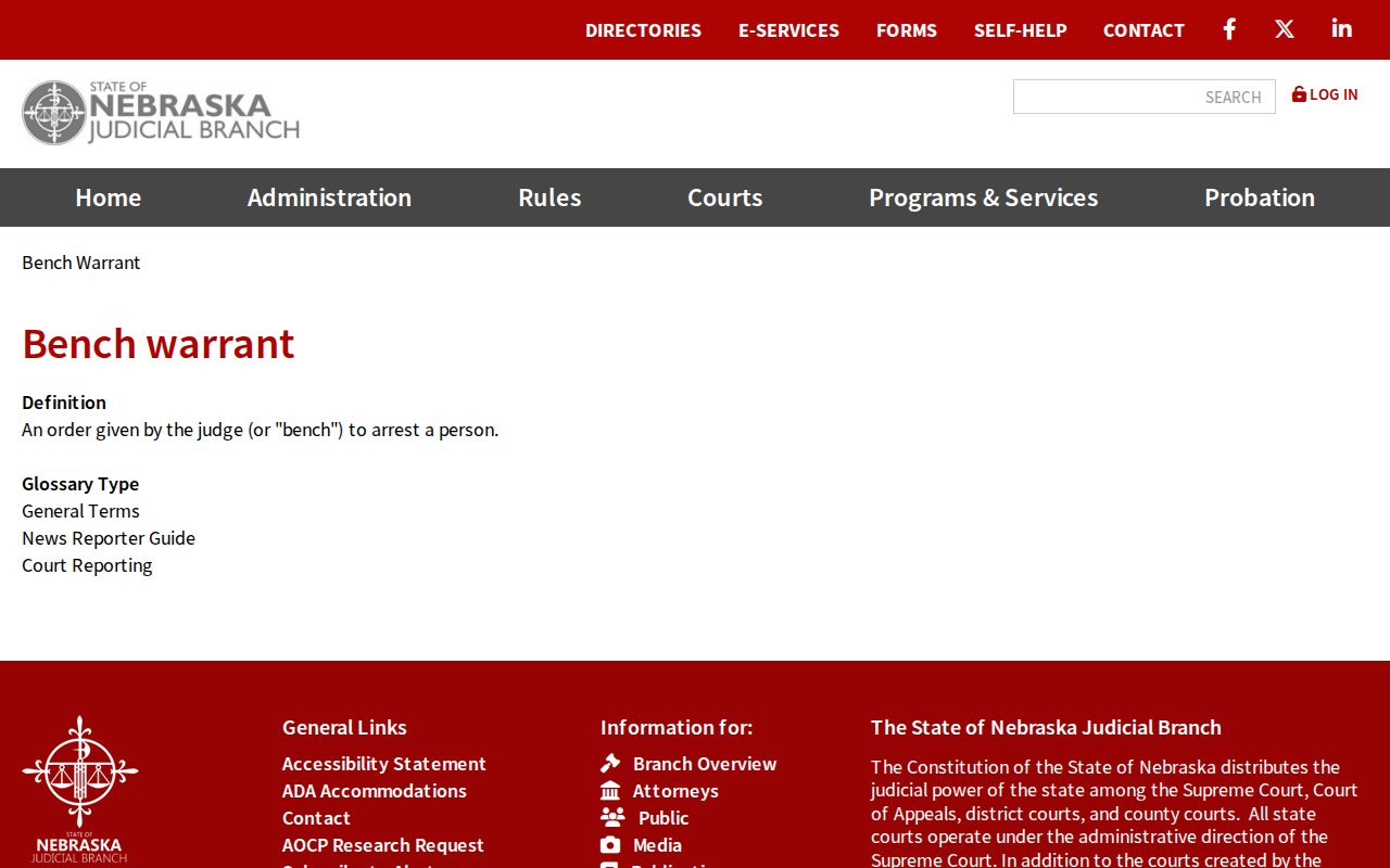 Howard County active warrants official bench warrant definition