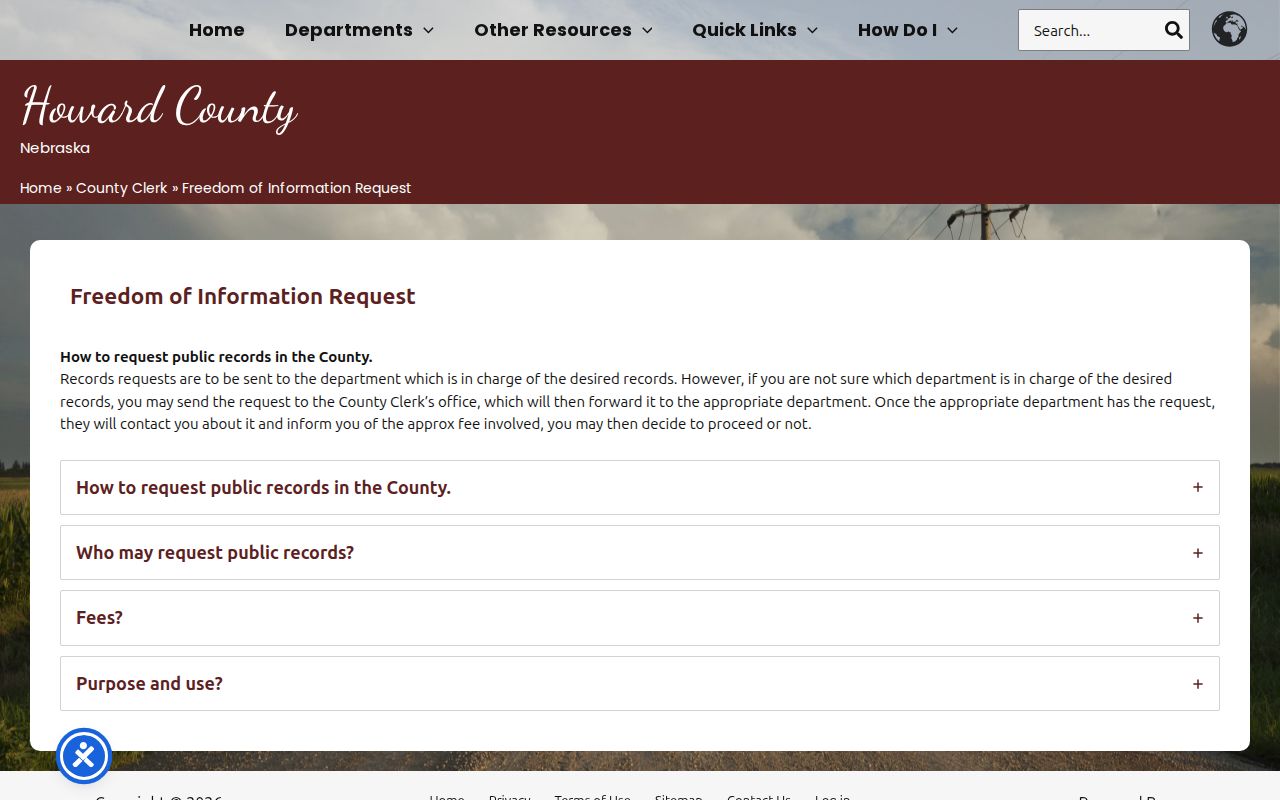 Howard County warrant records public records request information